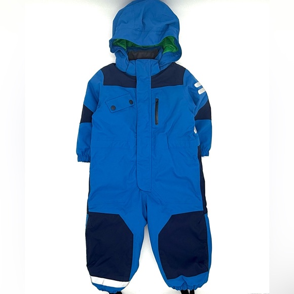 EUC H&M Toddler Boys Water-Repellent Hooded One-Piece Snowsuit in Blue 1.5-2Y